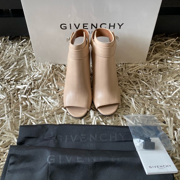 NEW Givenchy Shark Lock Open Toe Wedge Ankle Booties - Picture 2 of 15